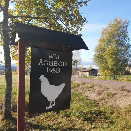 Skylt till Wij äggbod och B&B